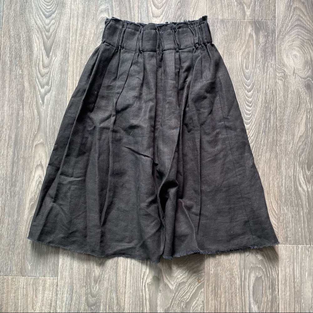 Vintage Black Linen Midi Skirt